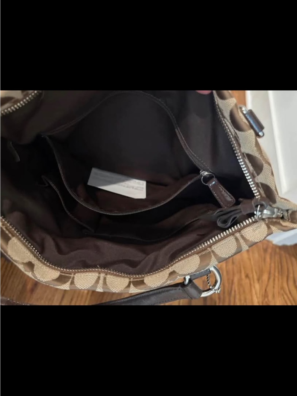 Coach Brown Signature Canvas Tote with Dark Trim - Picture 5 of 7